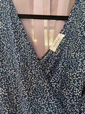 Kaleigh Navy White Printed Wrap dress